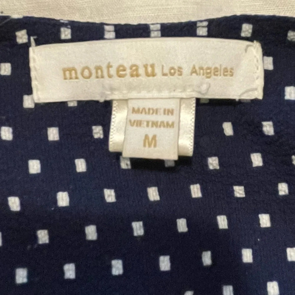 Monteau Navy Polka-dot Peplum Blouse - Picture 4 of 7